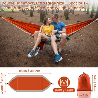 SANCE Hangmat XXL 2 Personen Opvouwbaar Ultralicht 300x200cm 300kg — miniatuur 2