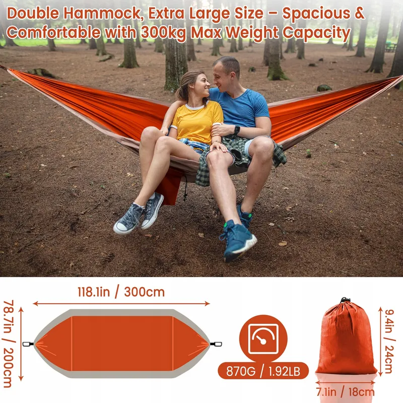 SANCE Hangmat XXL 2 Personen Opvouwbaar Ultralicht 300x200cm 300kg — foto 2