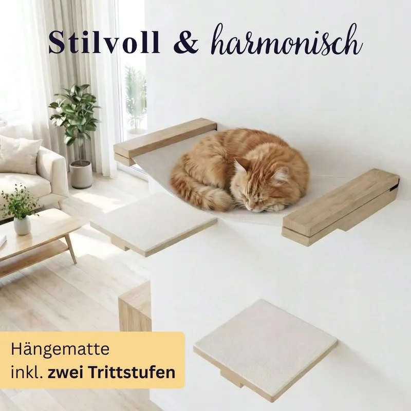 LUXOR Kattenklimwand Met Hangmat Trapjes Hout Staal — foto 2