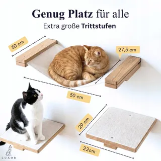 LUXOR Kattenklimwand Met Hangmat Trapjes Hout Staal — miniatuur 4