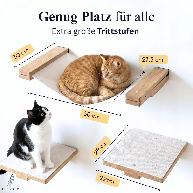 LUXOR Kattenklimwand Met Hangmat Trapjes Hout Staal — foto 4