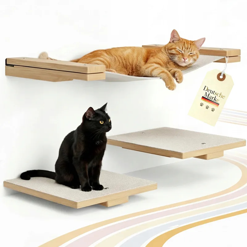 LUXOR Kattenklimwand Met Hangmat Trapjes Hout Staal — foto 1