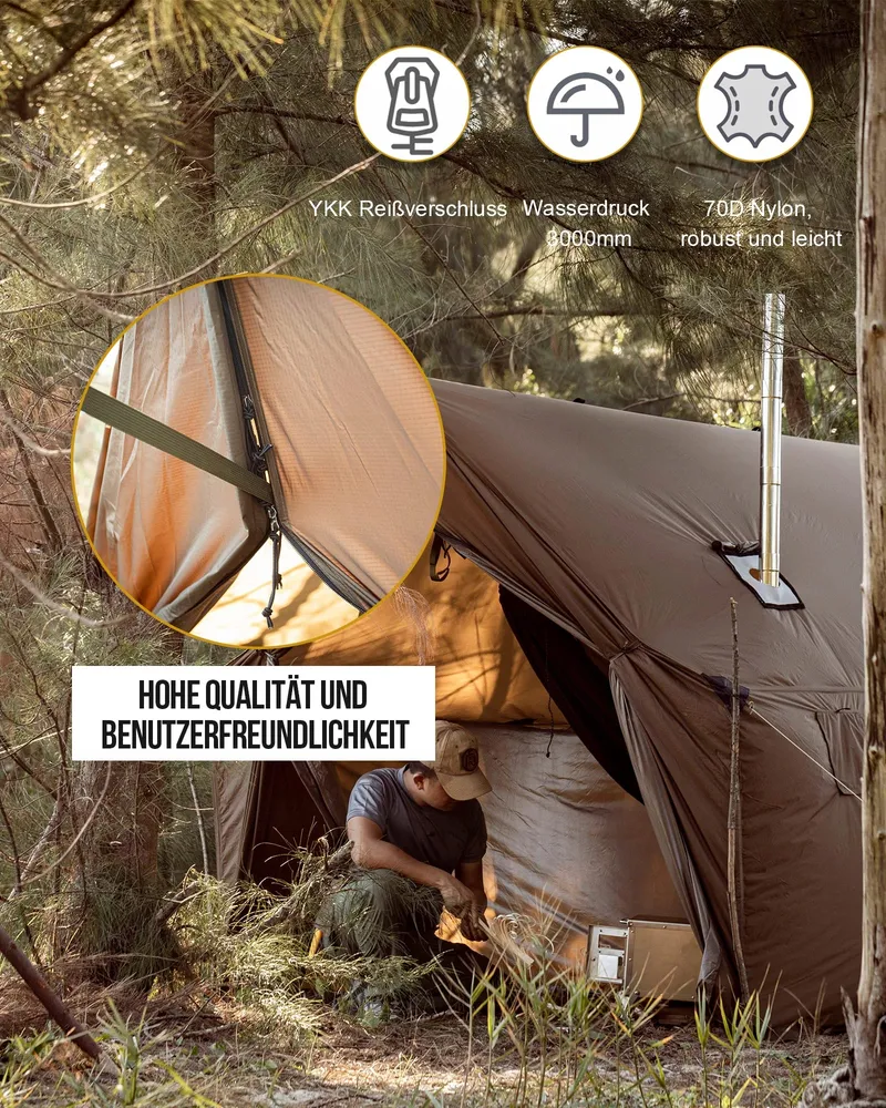 ONETIGRIS Grote Winter Survivaltent Waterdicht 3000mm Coyote — foto 6