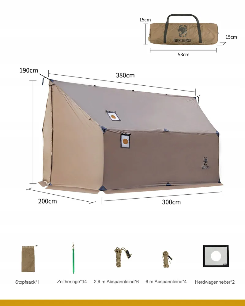ONETIGRIS Grote Winter Survivaltent Waterdicht 3000mm Coyote — foto 3