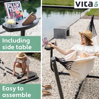 VITA5 Dubbele Hangmat Set 205kg Tuin Balkon Binnen met Tas — miniatuur 3