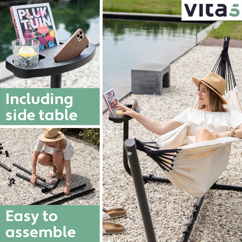 VITA5 Dubbele Hangmat Set 205kg Tuin Balkon Binnen met Tas — foto 3