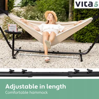 VITA5 Dubbele Hangmat Set 205kg Tuin Balkon Binnen met Tas — miniatuur 5