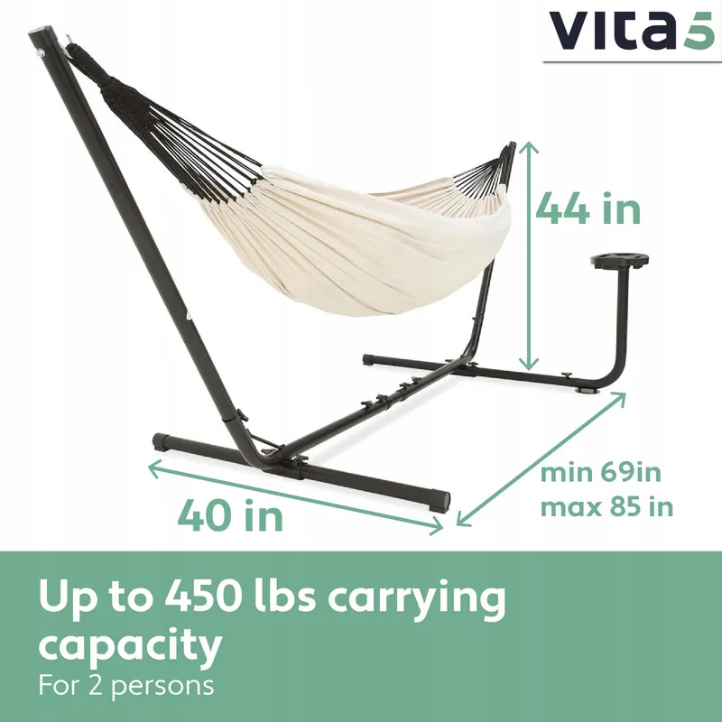 VITA5 Dubbele Hangmat Set 205kg Tuin Balkon Binnen met Tas — foto 4