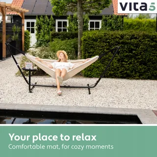 VITA5 Dubbele Hangmat Set 205kg Tuin Balkon Binnen met Tas — miniatuur 8
