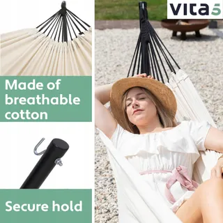 VITA5 Dubbele Hangmat Set 205kg Tuin Balkon Binnen met Tas — miniatuur 7