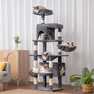 HEYBLY Krabpaal Meerlaags met Hangmat Mand 2 Huisjes 178cm — miniatuur 9