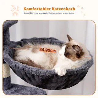 HEYBLY Krabpaal Meerlaags met Hangmat Mand 2 Huisjes 178cm — miniatuur 5