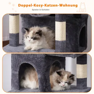 HEYBLY Krabpaal Meerlaags met Hangmat Mand 2 Huisjes 178cm — miniatuur 4
