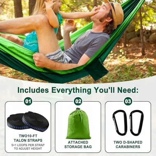 ZOUWAY Trekking Hangmat Superlicht Nylon met Riemen Donkergroen — foto 4