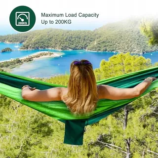 ZOUWAY Trekking Hangmat Superlicht Nylon met Riemen Donkergroen — miniatuur 3