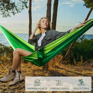 ZOUWAY Trekking Hangmat Superlicht Nylon met Riemen Donkergroen — miniatuur 7