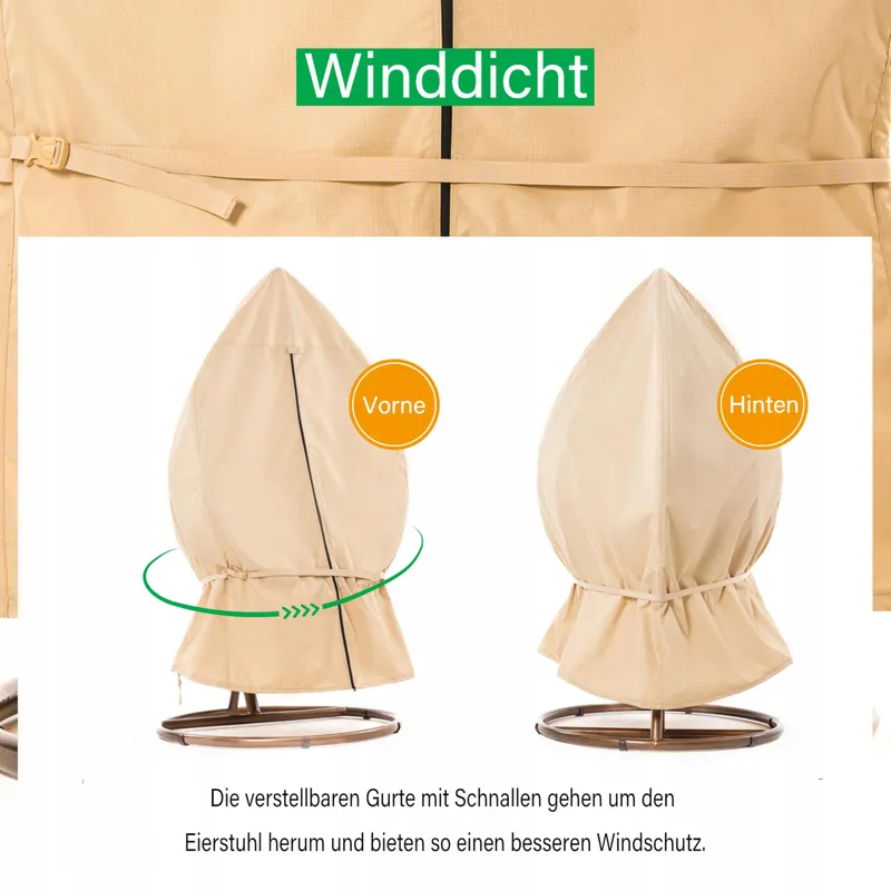 F&J Hoes voor Hangstoel Waterdicht Beige met Rits 114x178cm — foto 4
