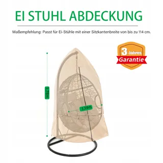 F&J Hoes voor Hangstoel Waterdicht Beige met Rits 114x178cm — miniatuur 2