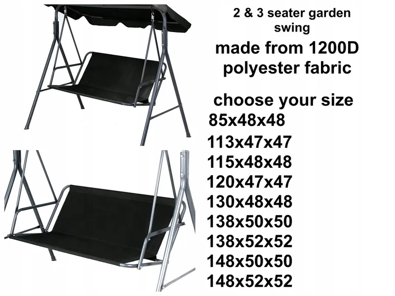 PETELA Schommelhoes Zwart Voor Zitting Tuin 113x47x47cm — foto 3