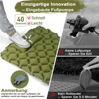 VALEHOWL Opblaasbare Campingmat Ultralicht Waterdicht 4 Seizoenen 800g — miniatuur 4