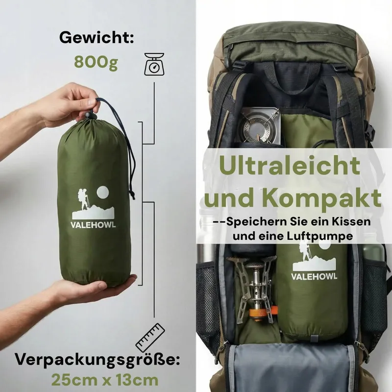VALEHOWL Opblaasbare Campingmat Ultralicht Waterdicht 4 Seizoenen 800g — foto 5