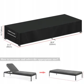 SIMPHAUS Hoes voor Ligstoel Waterdicht UV Windbestendig 220x80x40 — miniatuur 2