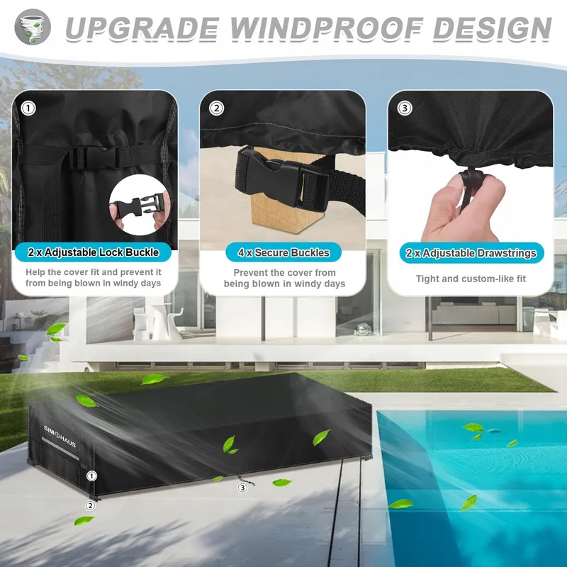 SIMPHAUS Hoes voor Ligstoel Waterdicht UV Windbestendig 220x80x40 — foto 5