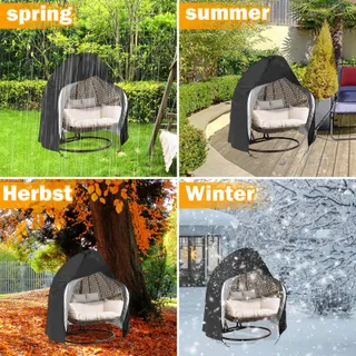 TIMISEA Hoes Hangstoel Waterdicht UV-Bestendig Zwart 200x230cm — miniatuur 4