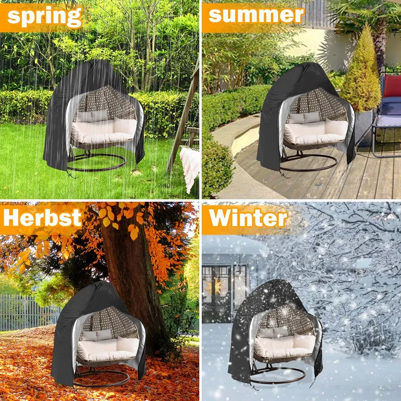 TIMISEA Hoes Hangstoel Waterdicht UV-Bestendig Zwart 200x230cm — foto 4