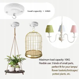 YSGUYILT 2x Plafondrozet Met Haak Voor Lamp Wit Metaal — miniatuur 5