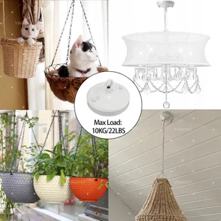 YSGUYILT 2x Plafondrozet Met Haak Voor Lamp Wit Metaal — miniatuur 4