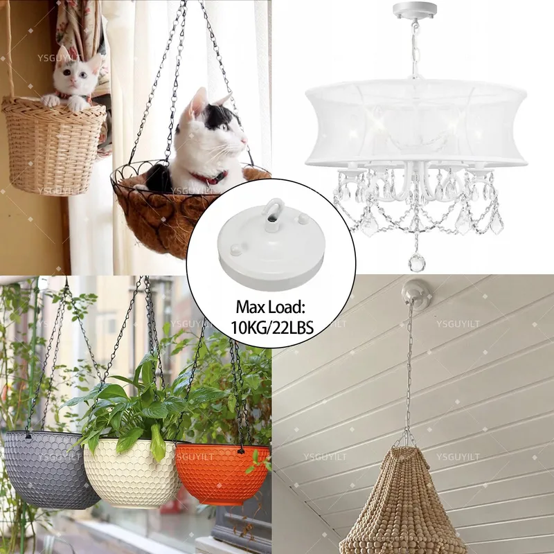 YSGUYILT 2x Plafondrozet Met Haak Voor Lamp Wit Metaal — foto 4