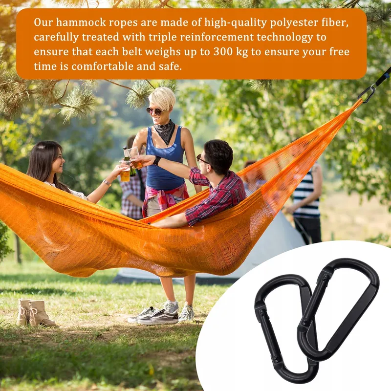 CONNECTION Hangmatbevestigingsriemen Met Karabijnhaken Camping 300kg — foto 5