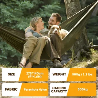 NATUREFUN Lichte Camping Hangmat 300kg Nylon Ademend Sneldrogend — miniatuur 2