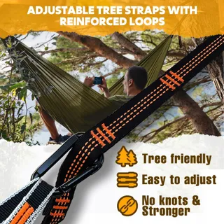 NATUREFUN Lichte Camping Hangmat 300kg Nylon Ademend Sneldrogend — miniatuur 3