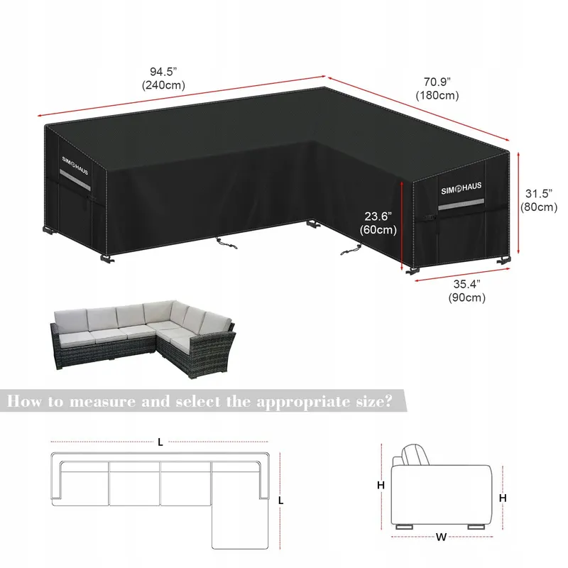 SIMPHAUS Hoes Tuinmeubelen L-vorm Waterdicht UV 240x180 — foto 2