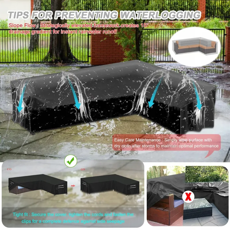 SIMPHAUS Hoes Tuinmeubelen L-vorm Waterdicht UV 240x180 — foto 8