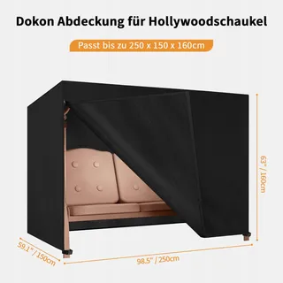 DOKON Hoes voor Tuinschommel 4-Persoons Waterdicht UV Zwart — miniatuur 2