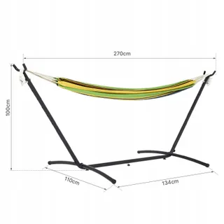 MONDEER Hangmat met Frame Katoen 2 Personen Groen 200kg — miniatuur 6