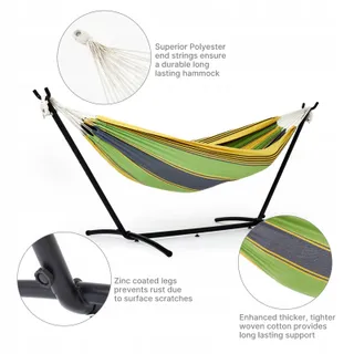 MONDEER Hangmat met Frame Katoen 2 Personen Groen 200kg — miniatuur 4