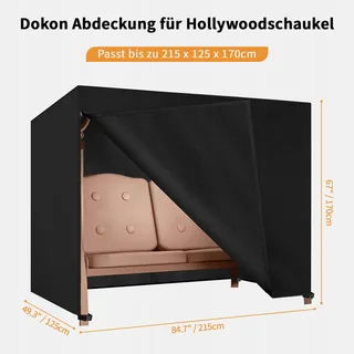 DOKON Hoes Tuinschommel 3-Persoons Waterdicht UV Zwart — miniatuur 2