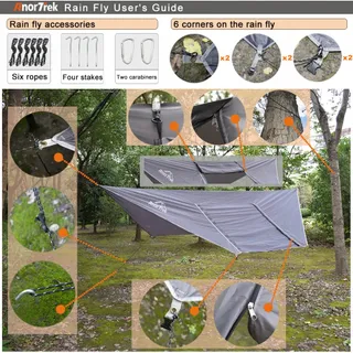 ANORTREK Camping Hangmat Met Klamboe Dubbel Waterdicht Blauw — miniatuur 2
