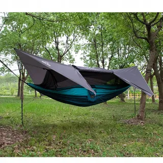 ANORTREK Camping Hangmat Met Klamboe Dubbel Waterdicht Blauw — miniatuur 6