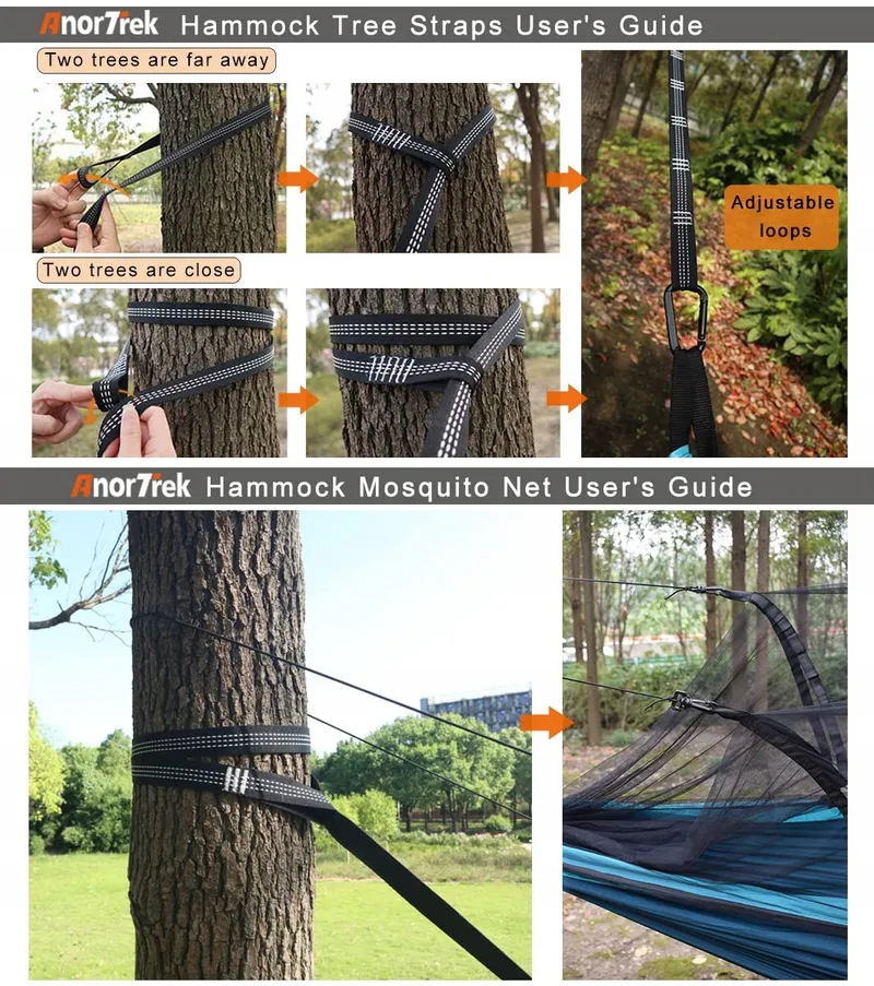 ANORTREK Camping Hangmat Met Klamboe Dubbel Waterdicht Blauw — foto 3