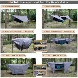 ANORTREK Camping Hangmat Met Klamboe Dubbel Waterdicht Blauw — miniatuur 7