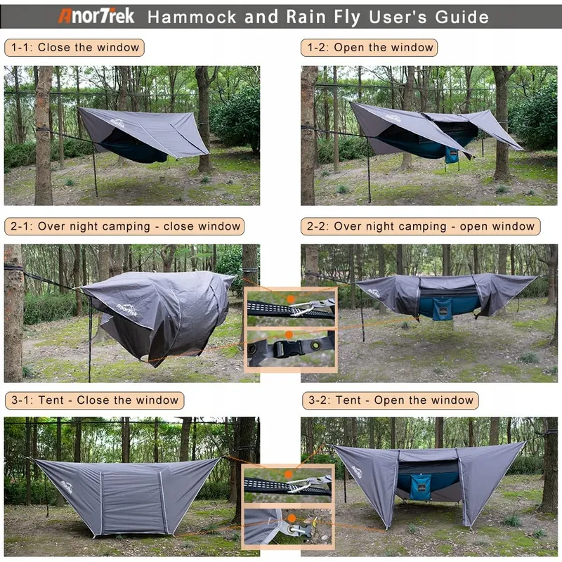 ANORTREK Camping Hangmat Met Klamboe Dubbel Waterdicht Blauw — foto 7