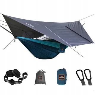 ANORTREK Camping Hangmat Met Klamboe Dubbel Waterdicht Blauw — miniatuur 1