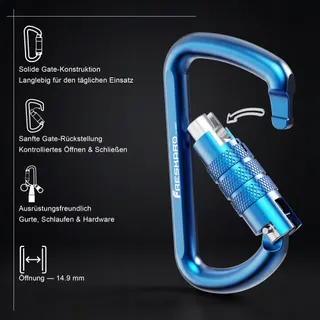 FRESKARO Aluminium Karabijnhaak Auto-Lock 1224kg Schommel Yoga Camping — miniatuur 3
