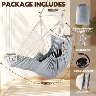 CHIHEE Grote Hangstoel Schommel Met Kussens Katoen Comfortabel — miniatuur 3