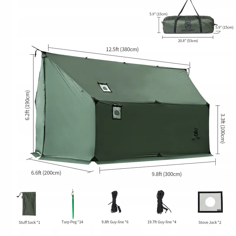 ONETIGRIS TEGIMEN Wintertent Warm Waterdicht Survival Camping 3000mm — foto 3